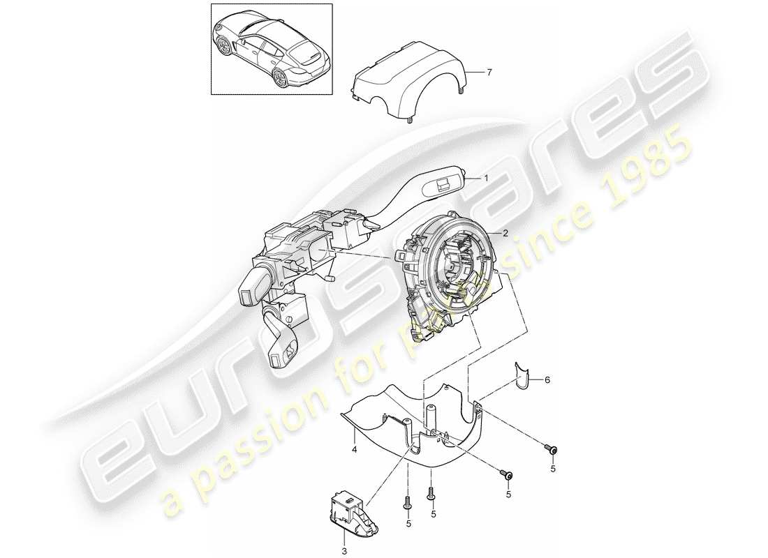 porsche panamera 970 (2014) steering column switch parts diagram