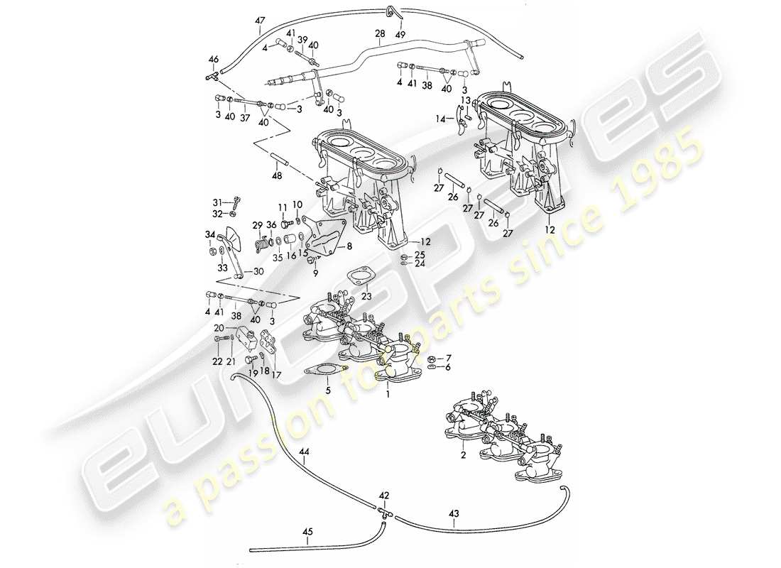 porsche 1971 (911) injection system - throttle body - d - mj 1972>> part diagram