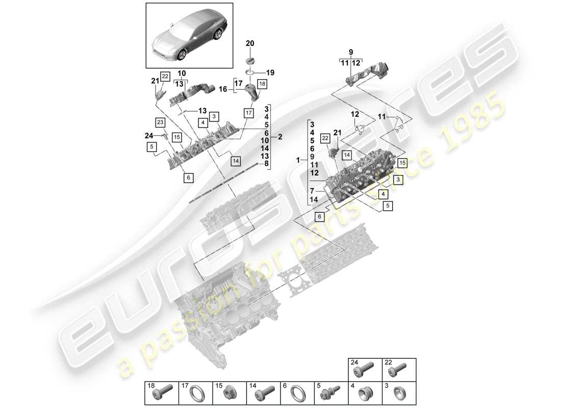 porsche 2018 (panamera 971-1) valve cover part diagram