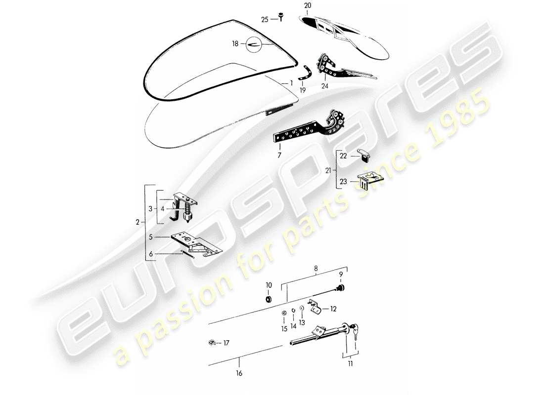 porsche 1955 (356/356a) cover - - and - with installation parts - to fit use workshop material part diagram