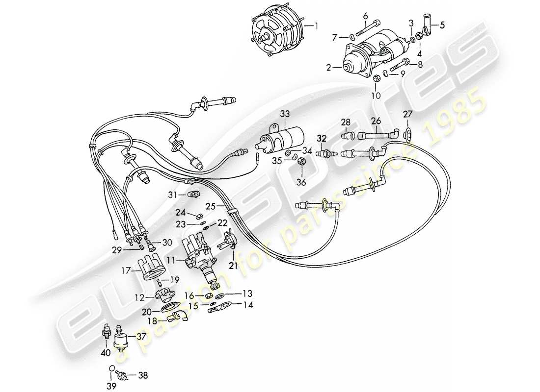 porsche 1971 (911) engine electrics part diagram