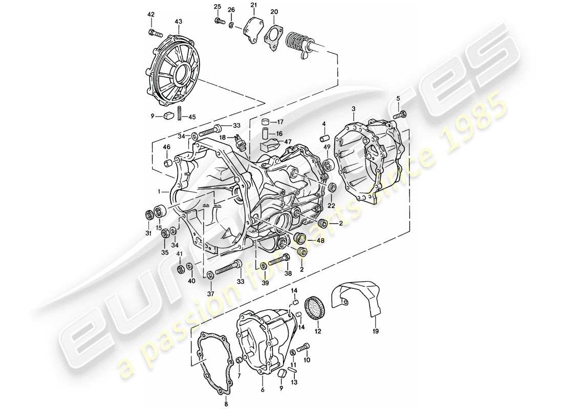 porsche 1987 (924s) replacement transmission - transmission case - manual gearbox part diagram