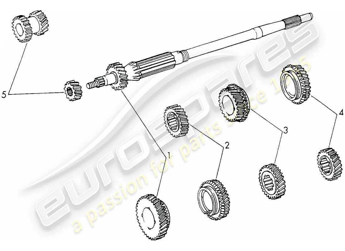porsche 1972 (911) gear wheel sets - 4-speed - transmission - d >> - mj 1971 part diagram