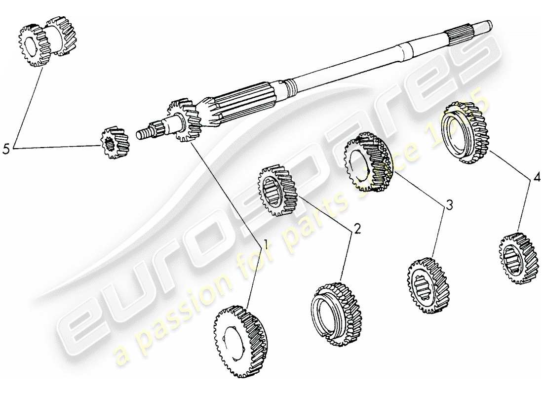 porsche 911 (1972) gear wheel sets - 4-speed - transmission - d >> - mj 1971 parts diagram