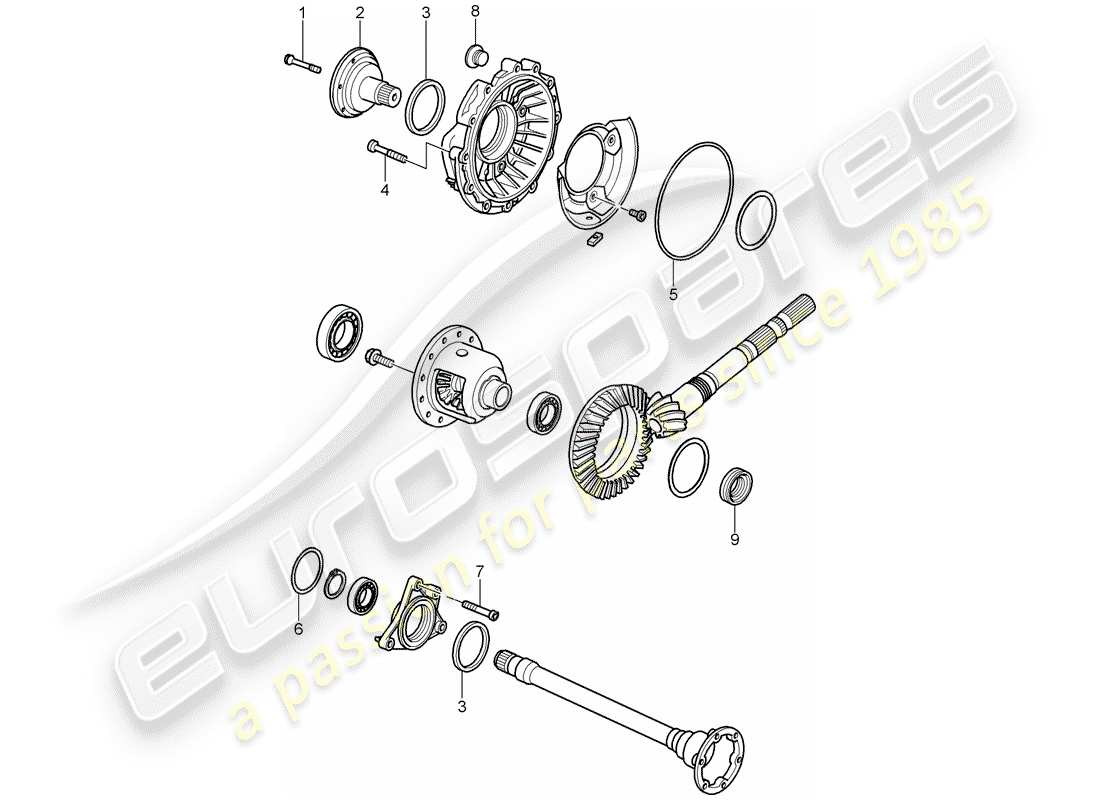 porsche 2001 (986 boxster) tiptronic - differential - differential case parts diagram