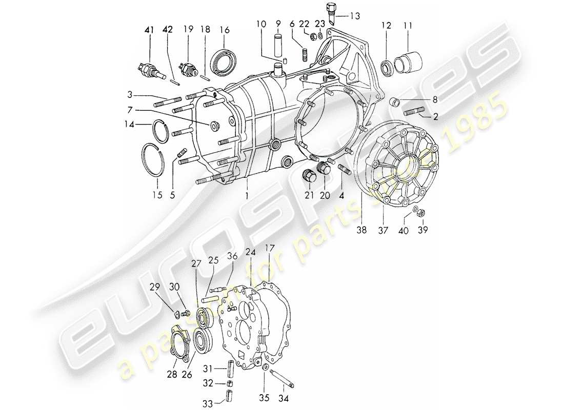porsche 1970 (911) transmission case - sportomatic - d >> - mj 1971 part diagram