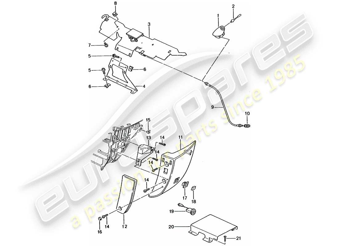 porsche 2005 (996 gt3) phone preparation part diagram