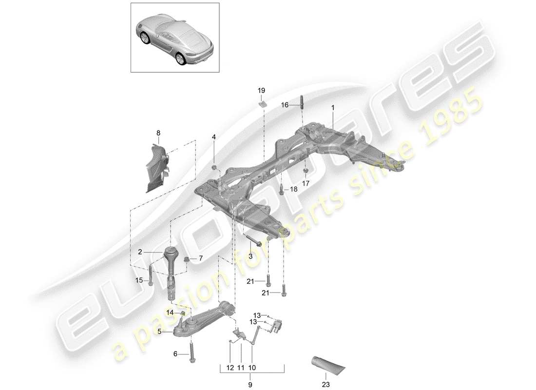 porsche 2020 (718 cayman) cross member part diagram