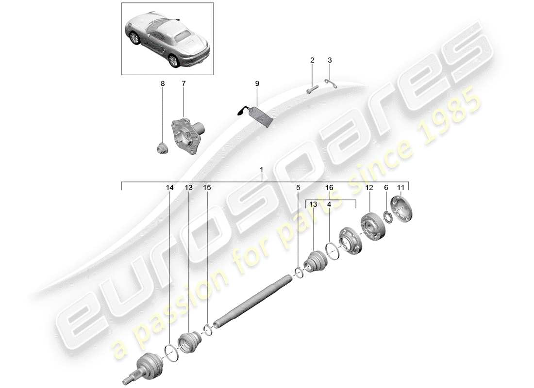 porsche 2019 (718 boxster) drive shaft part diagram