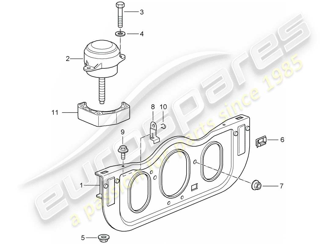 porsche 2004 (996 gt3) engine suspension part diagram