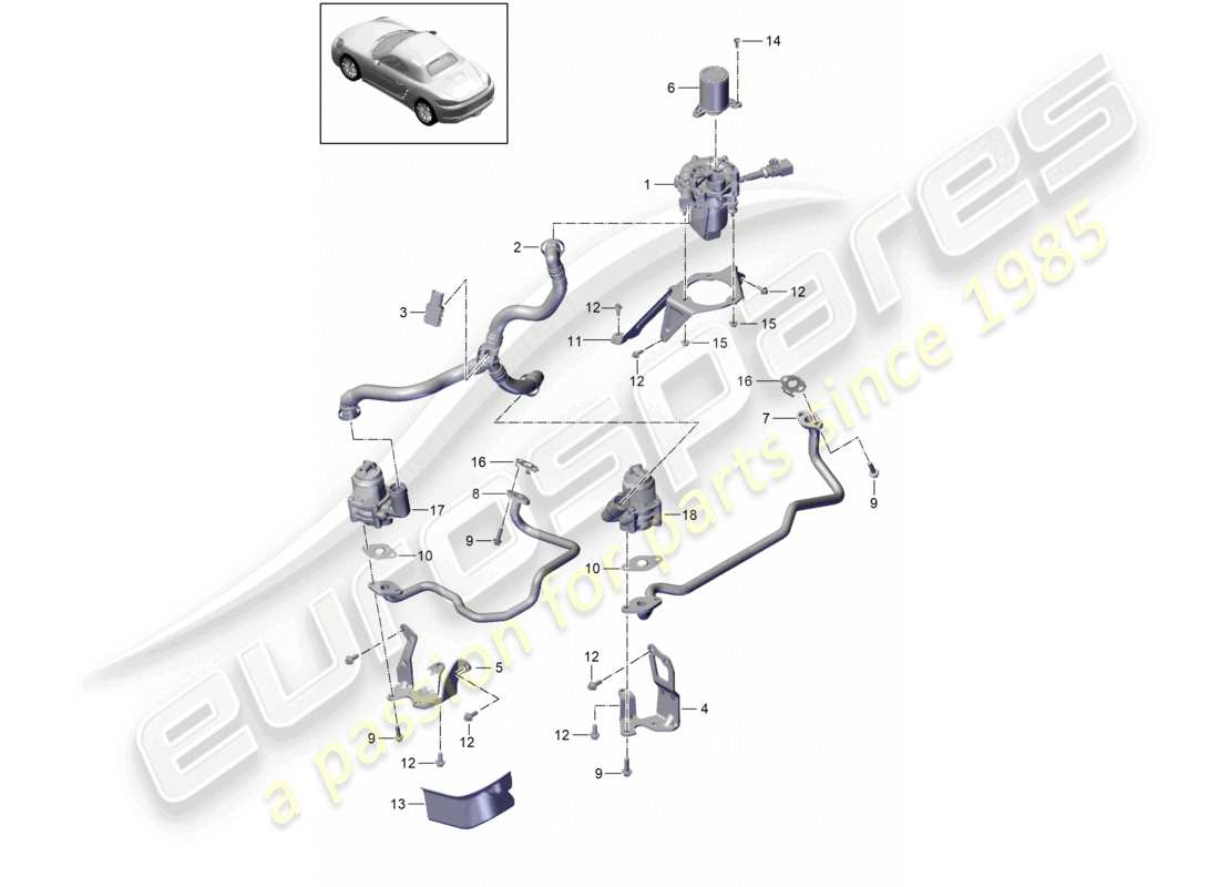 porsche 2020 (718 boxster) secondary air pump parts diagram