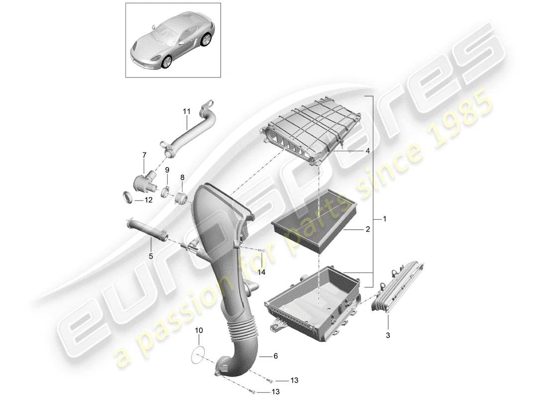 porsche 718 cayman (2020) air cleaner parts diagram