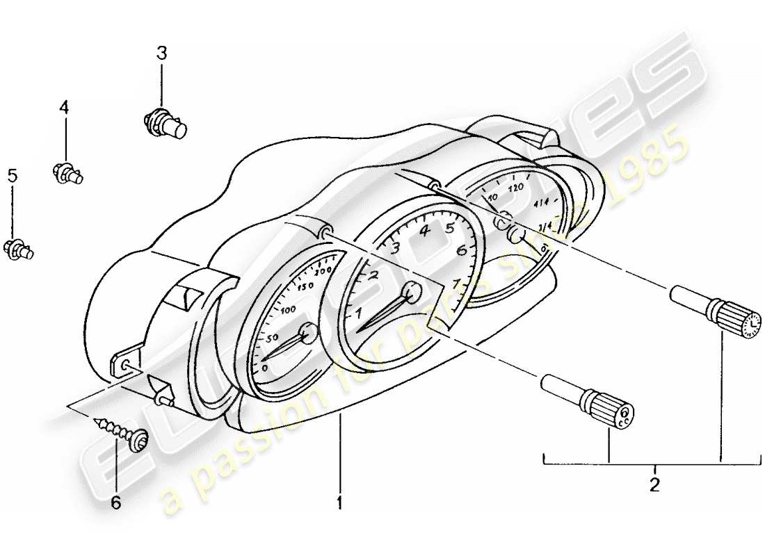 porsche 2001 (986 boxster) instrument cluster - complete parts diagram