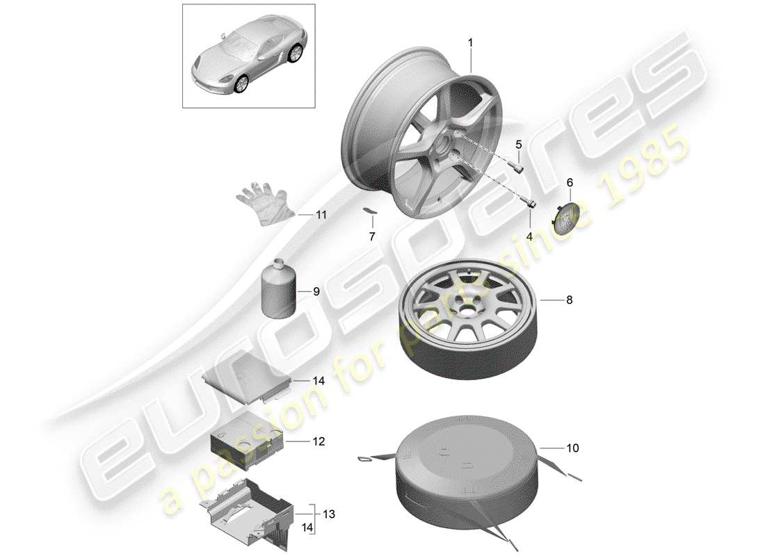 porsche 2017 (718 cayman) alloy wheel part diagram