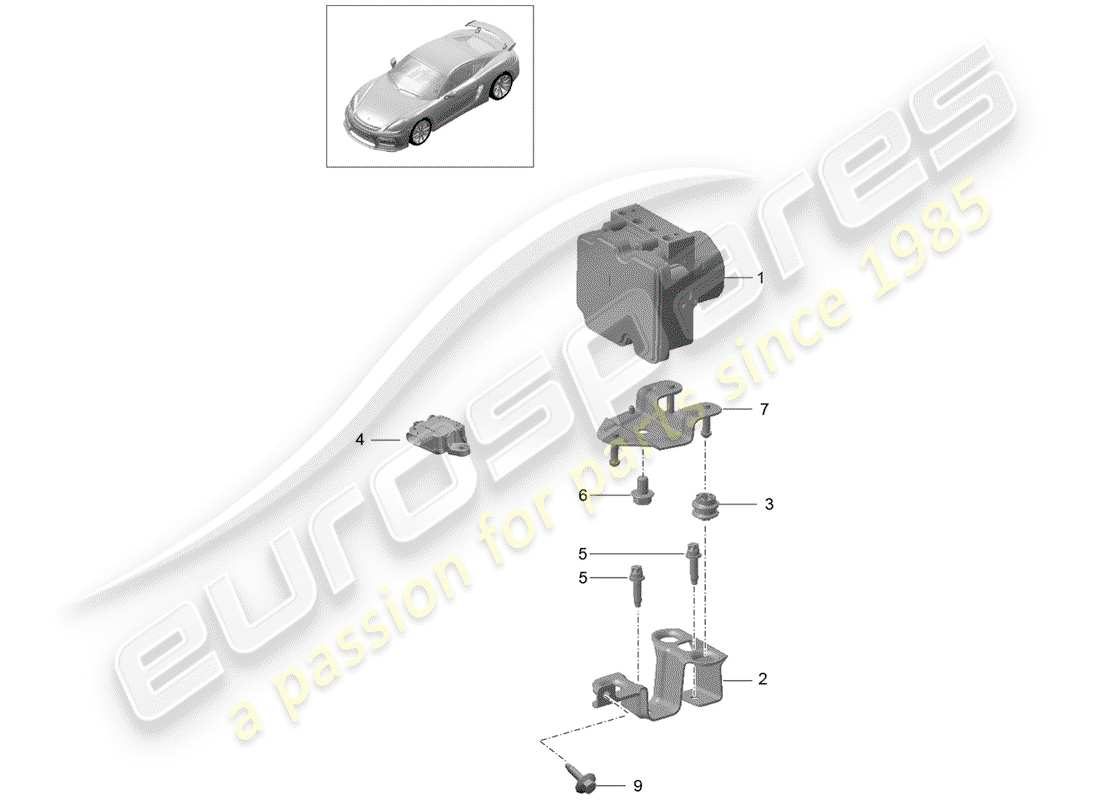 porsche 2016 (981 cayman gt4) hydraulic unit part diagram
