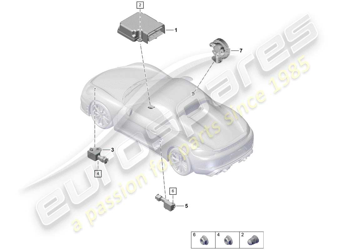 porsche boxster spyder (2019) air bag control module parts diagram