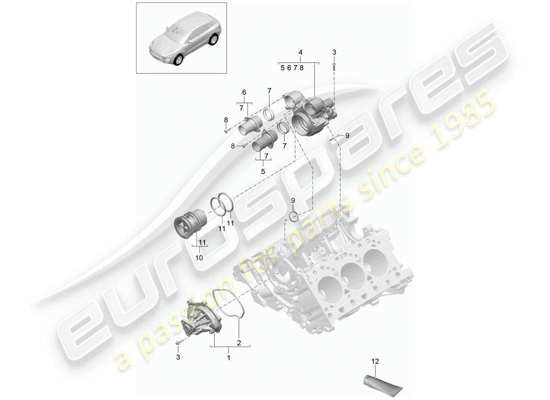 porsche 2018 (macan) water pump part diagram