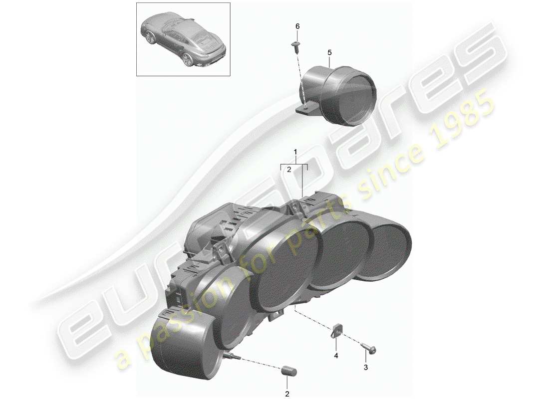 porsche 2015 (991-1 turbo) instrument cluster part diagram