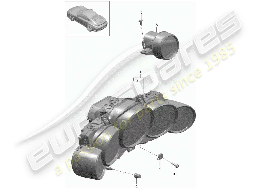 porsche 991 turbo (2015) instrument cluster part diagram