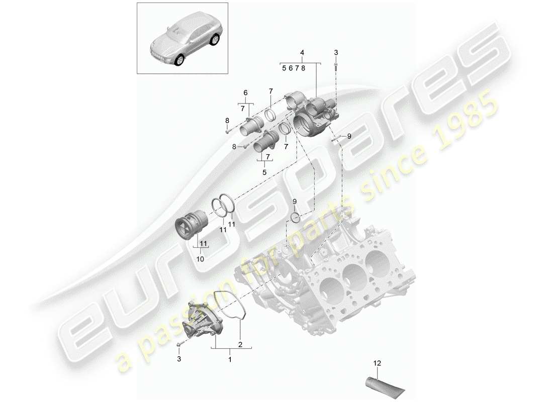 porsche macan (2017) water pump part diagram