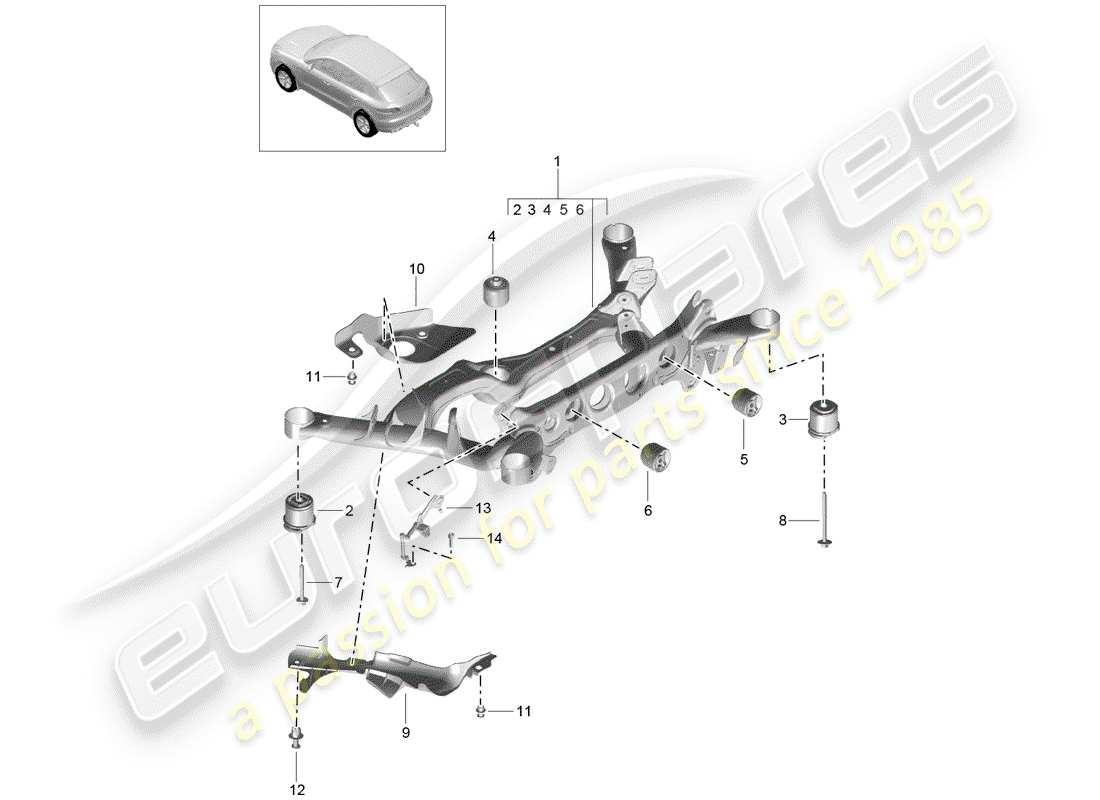porsche 2017 (macan) rear axle part diagram