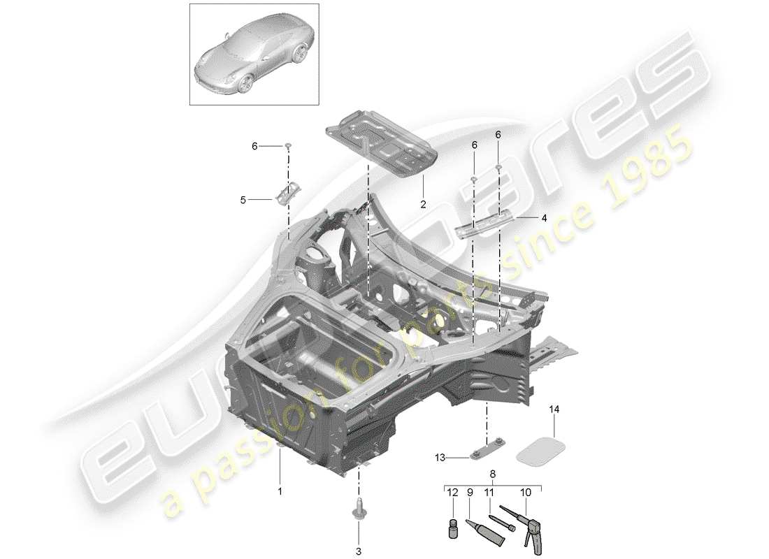 porsche 2012 (991-1) front end part diagram