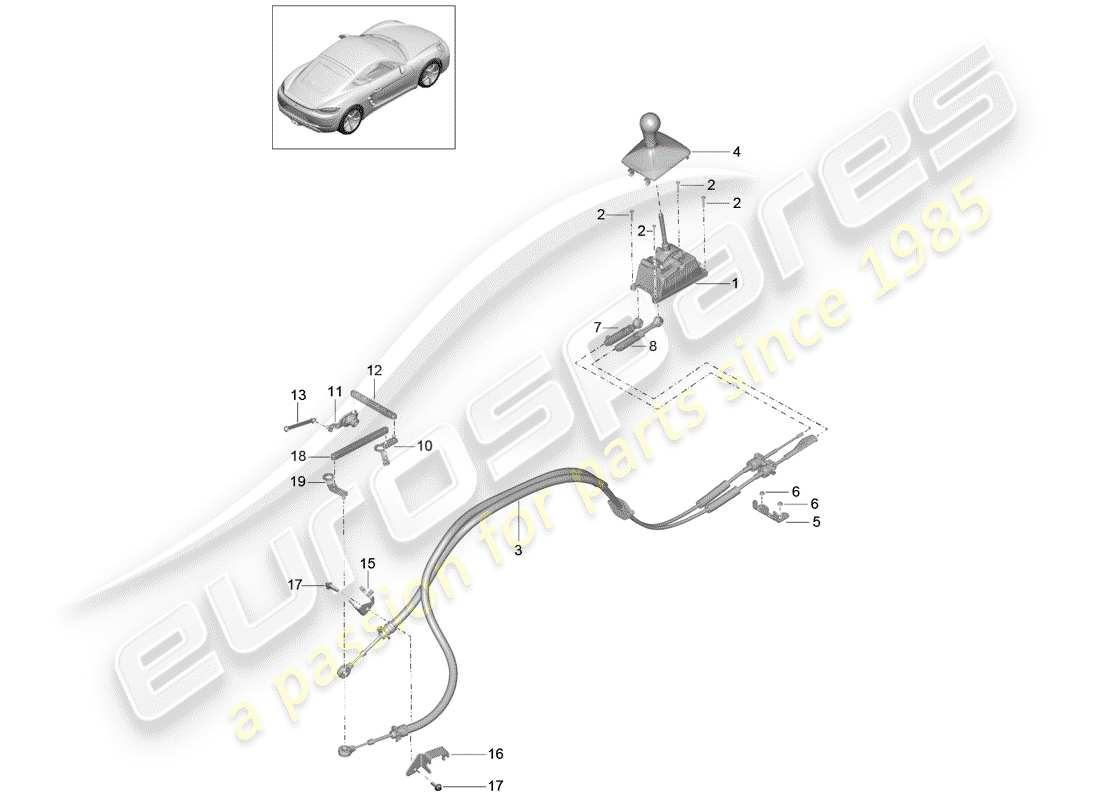 porsche 2020 (718 cayman) shift mechanism part diagram
