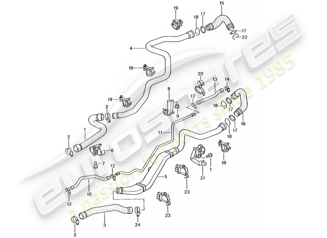 porsche 2001 (996 turbo / gt2) water cooling 1 part diagram