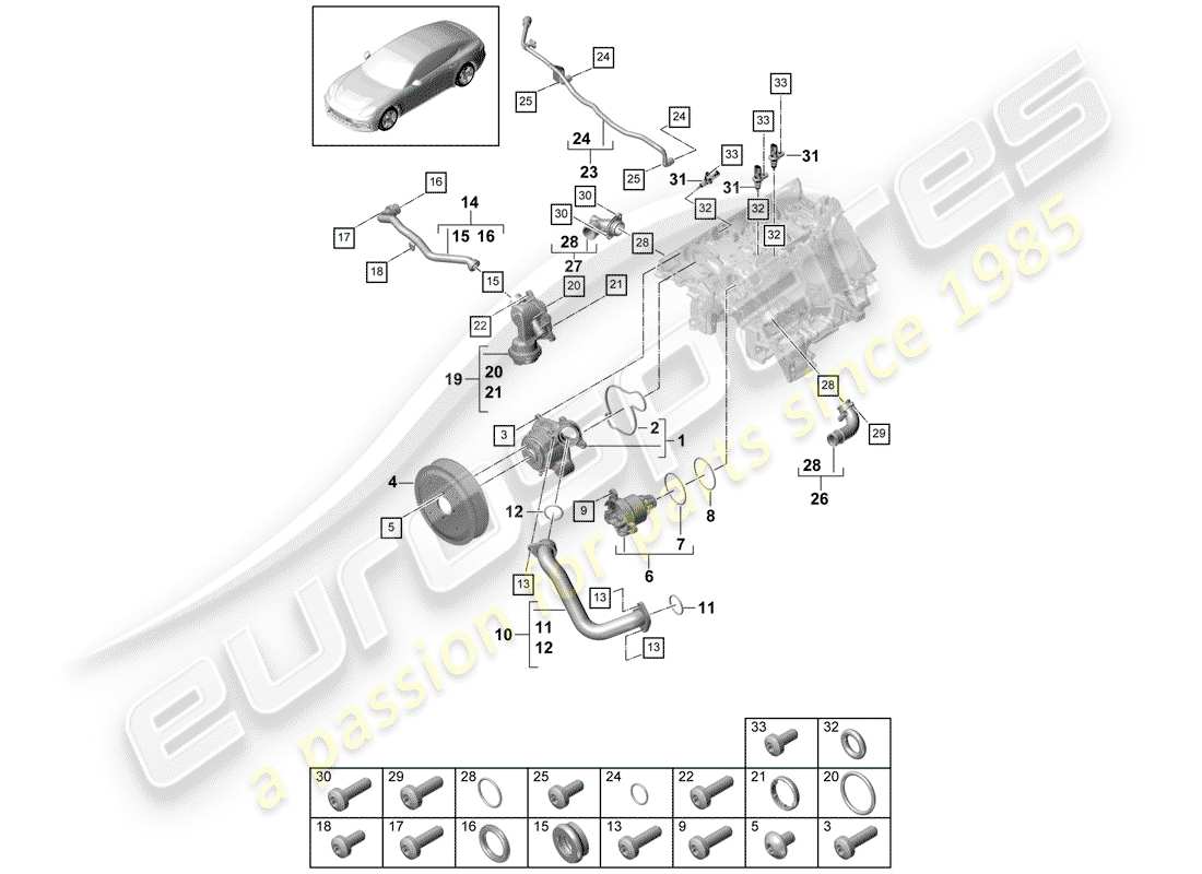porsche 2020 (panamera 971-1) water pump part diagram