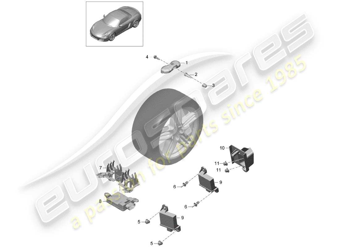 porsche 2016 (981 boxster) tire pressure control system part diagram