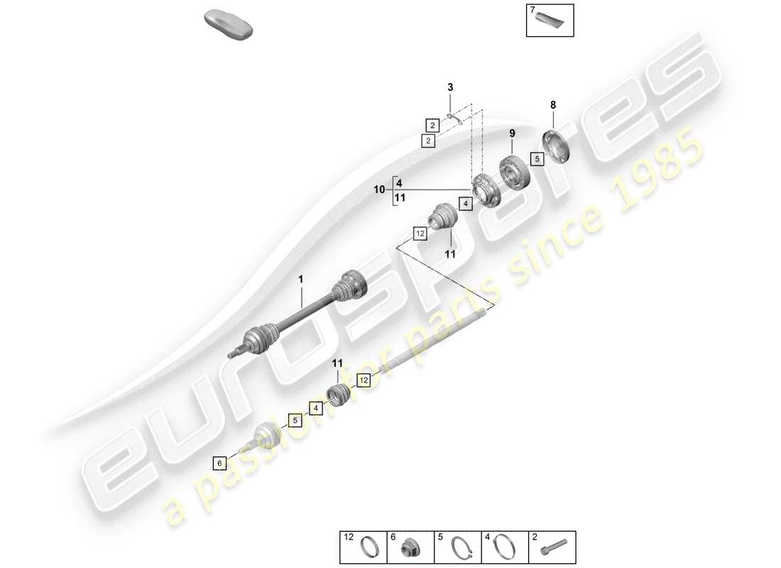 porsche 2019 (718 boxster spyder) drive shaft part diagram