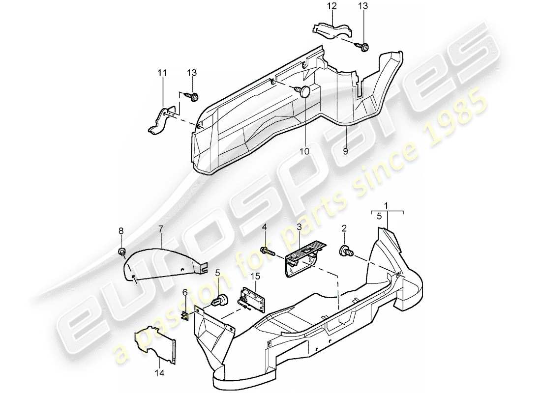 porsche boxster 986 (1999) luggage compartment part diagram