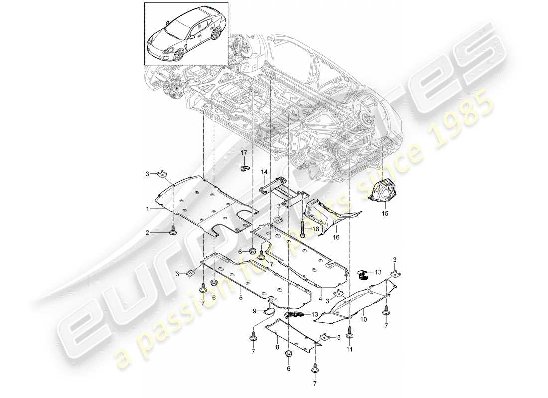 porsche panamera 970 (2016) lining part diagram