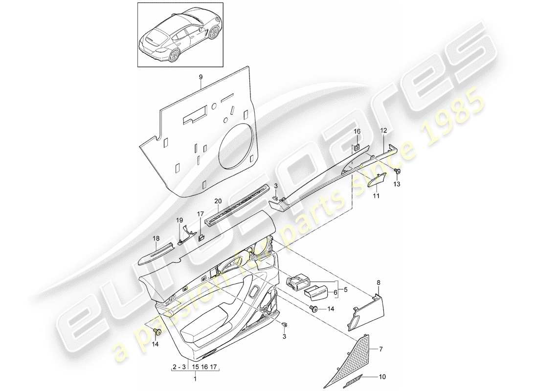 porsche 2016 (panamera 970) door panel part diagram