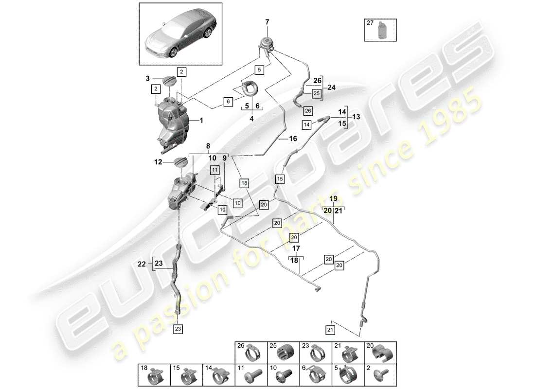 porsche 2018 (panamera 971-1) water cooling part diagram