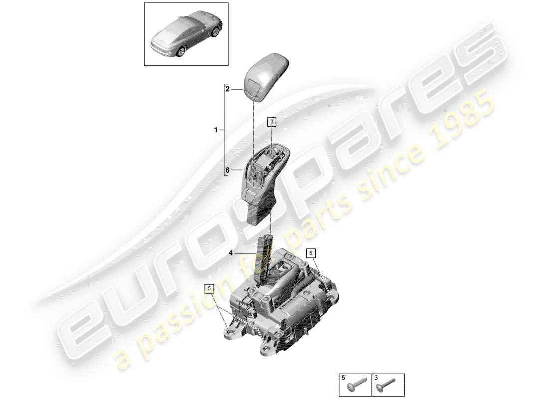 porsche 2019 (panamera 971-1) selector lever part diagram
