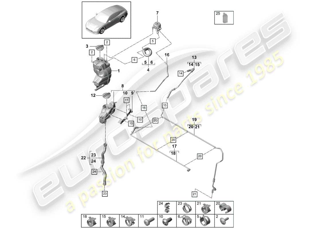 porsche 2019 (panamera 971-1) water cooling part diagram