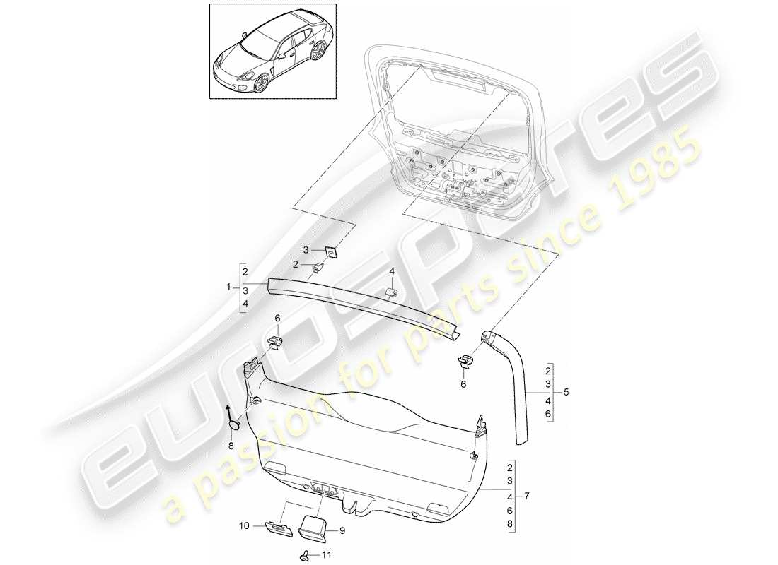 porsche 2012 (panamera 970) trims part diagram