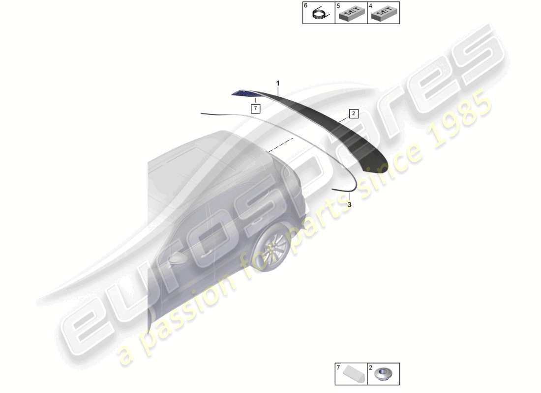 porsche 2020 (cayenne e3 9ya/9yb) rear window part diagram
