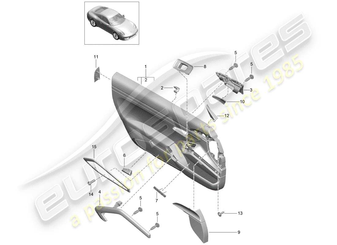 porsche 2015 (991-1) door panel part diagram