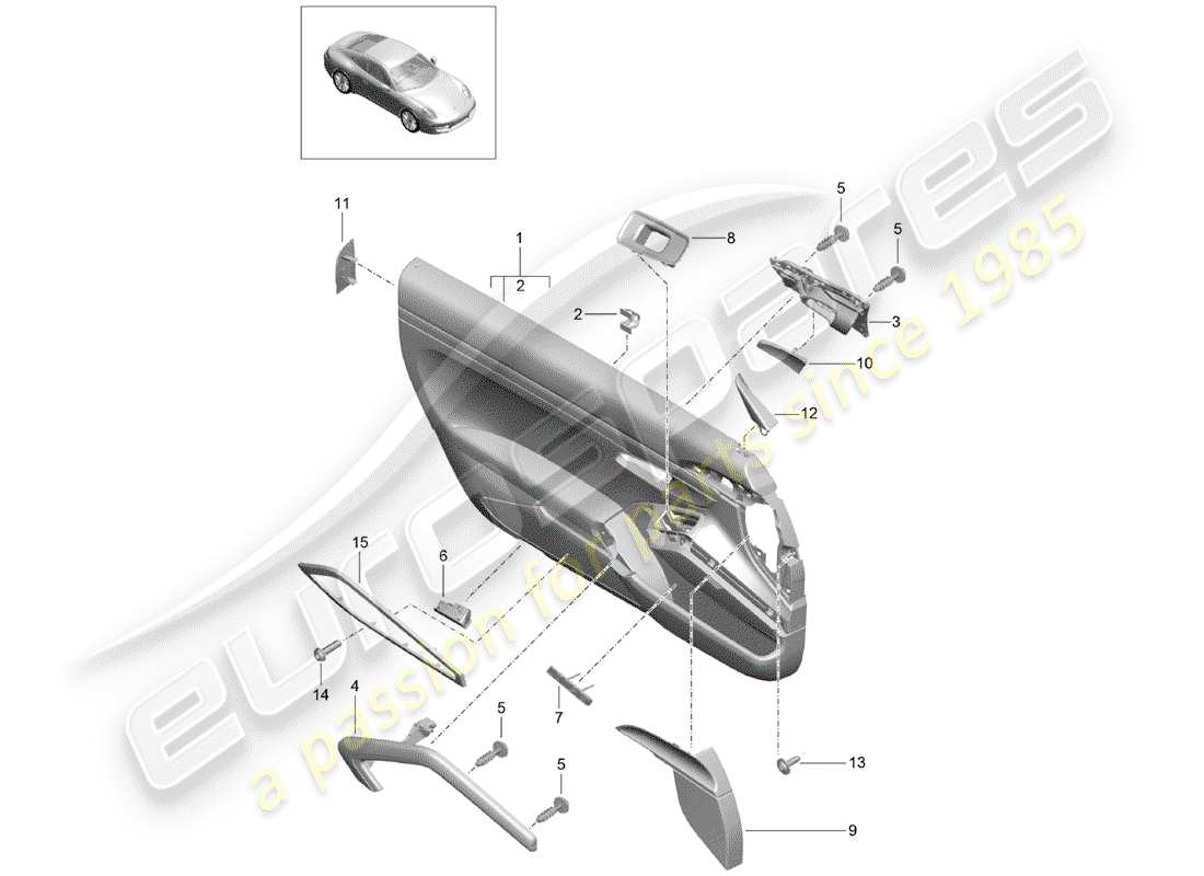 porsche 2015 (991-1) door panel part diagram