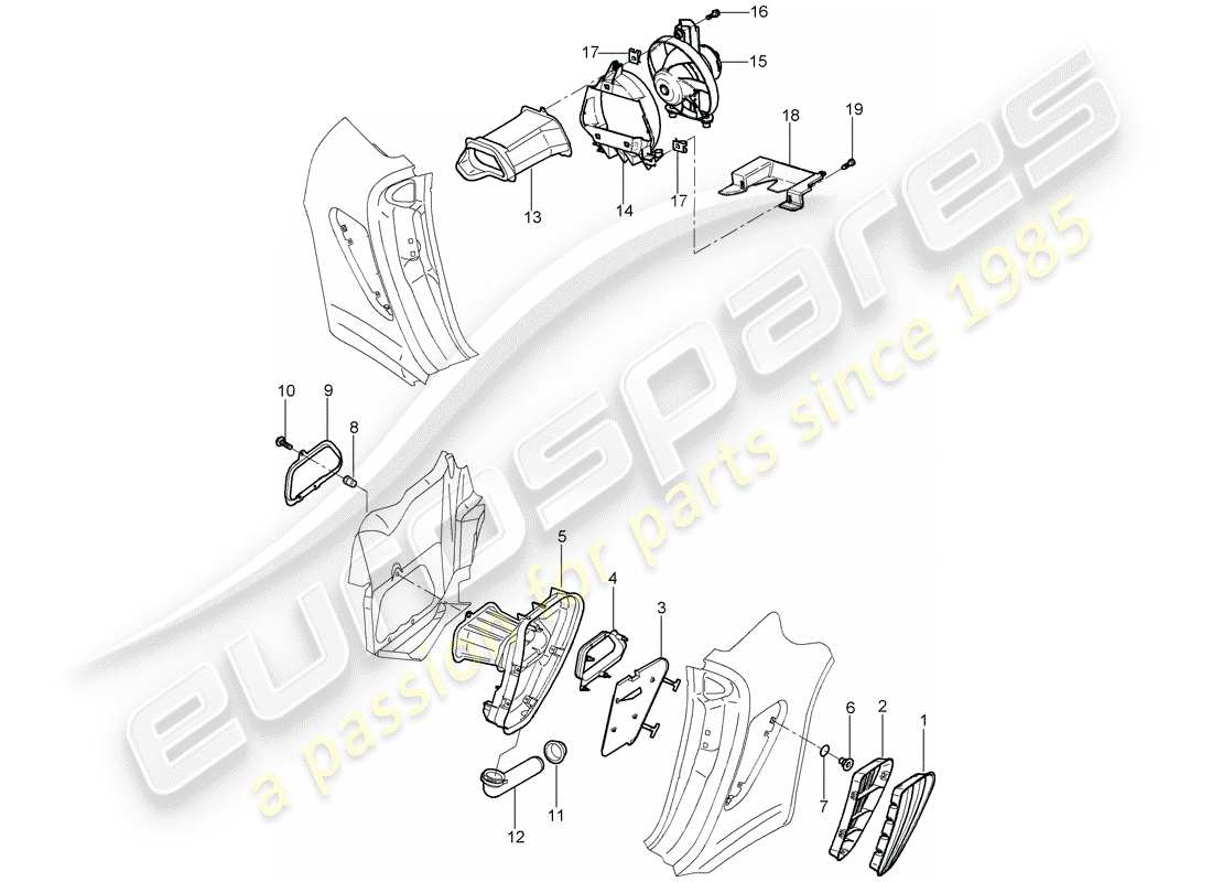 porsche 2007 (987 cayman) ventilation part diagram