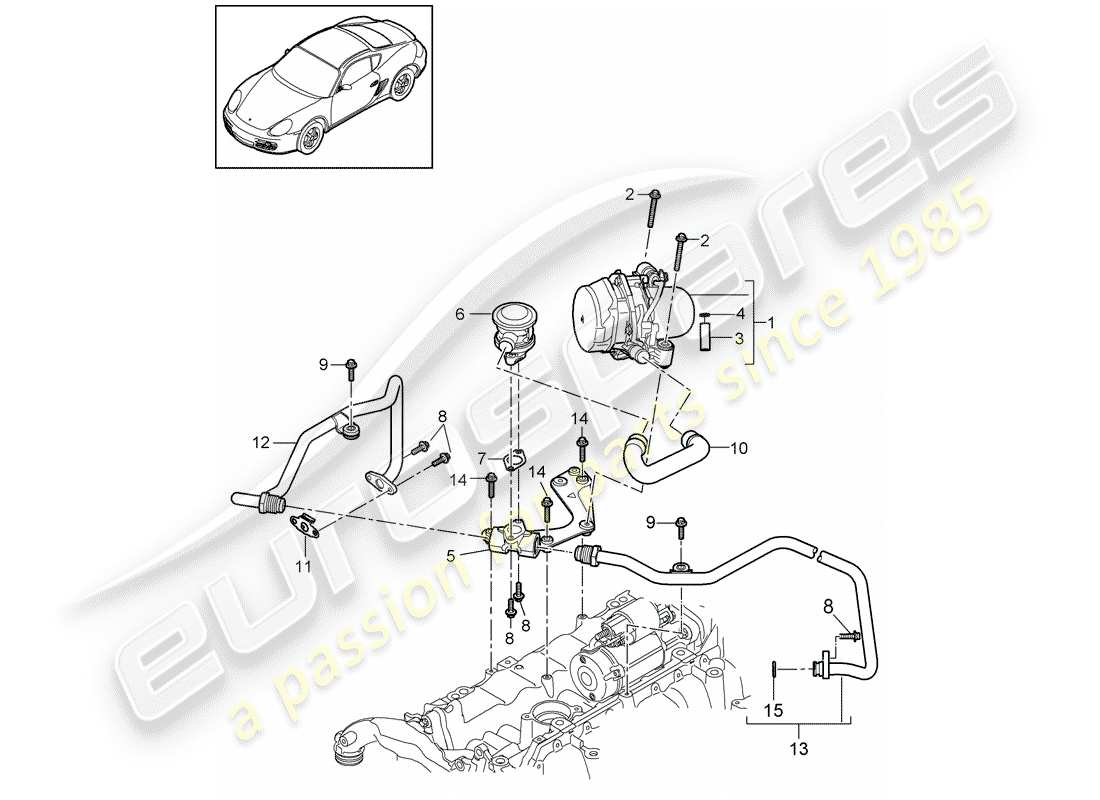 porsche 2010 (987 cayman) air injection part diagram