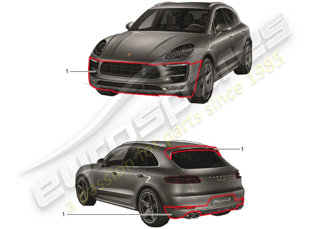 porsche 2015 (tequipment macan) sport design package part diagram