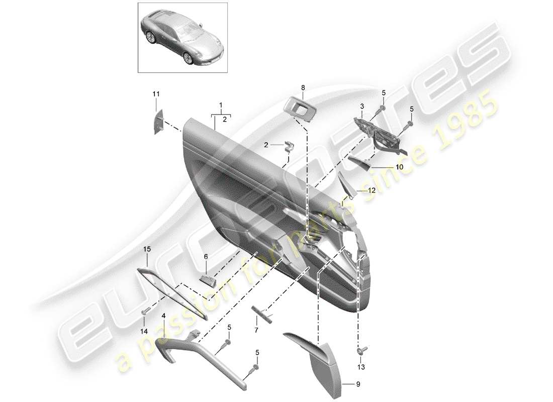 porsche 2017 (991-2) door panel part diagram
