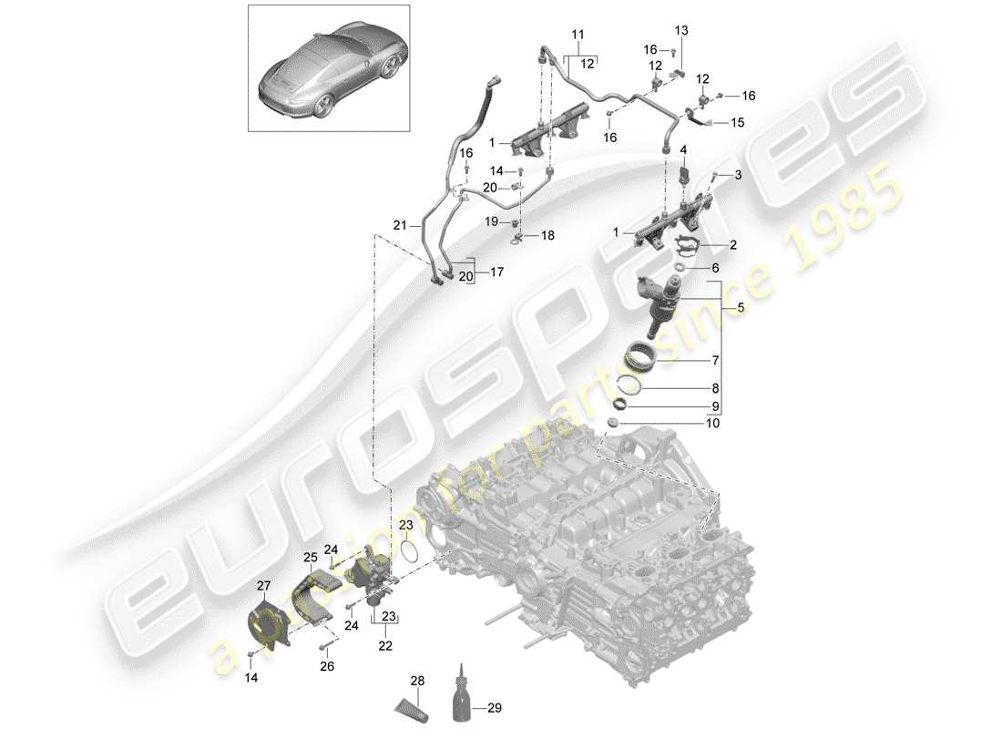 porsche 2013 (991-1) fuel collection pipe part diagram