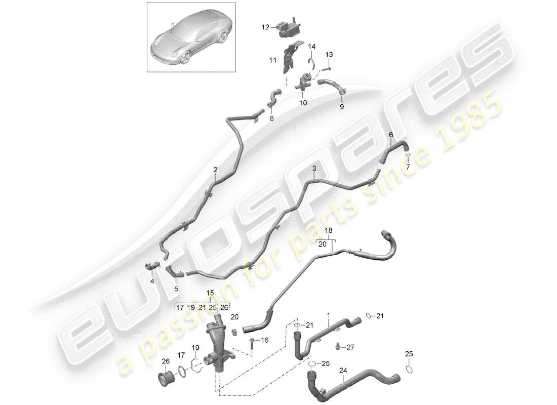 porsche 2014 (991-1) connection part diagram