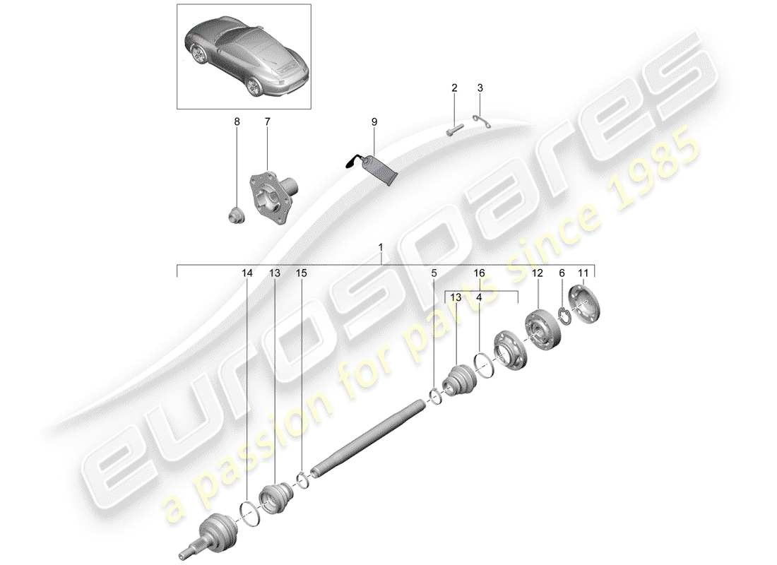porsche 2014 (991-1) drive shaft part diagram