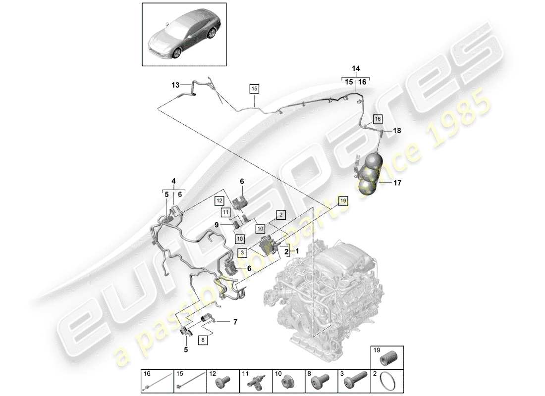 porsche 2019 (panamera 971-1) vacuum system part diagram