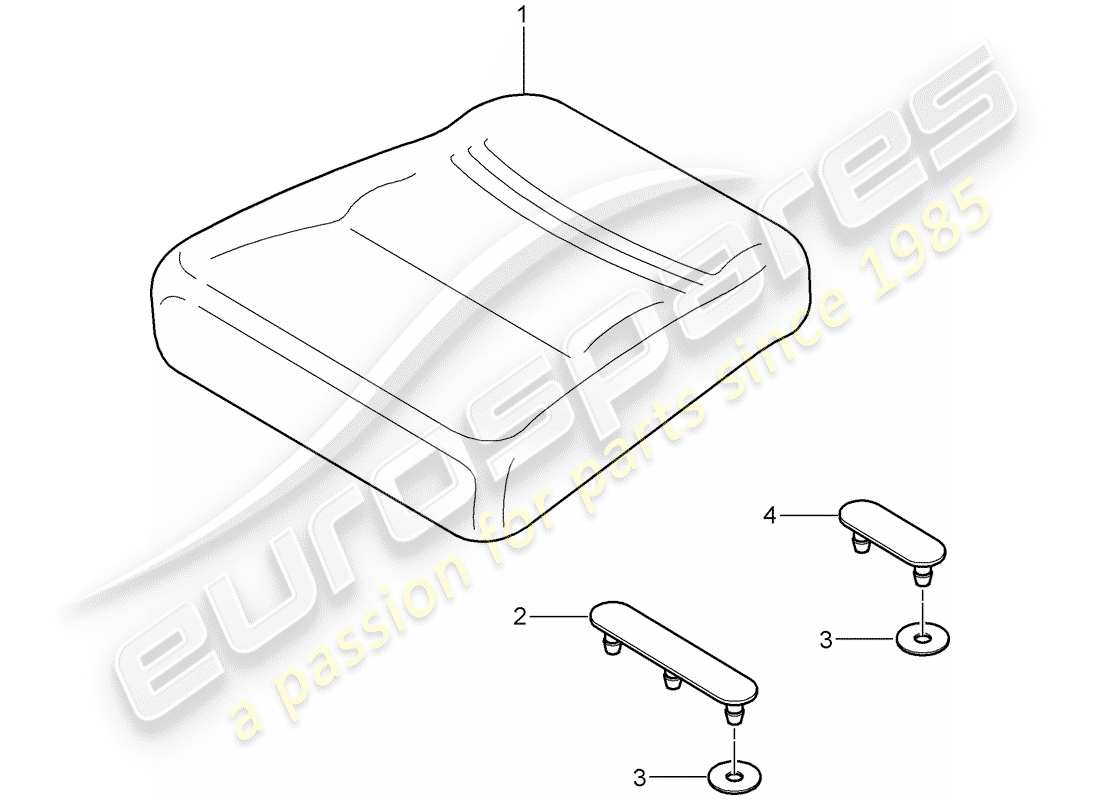 porsche 2001 (996 turbo / gt2) back seat cushion part diagram